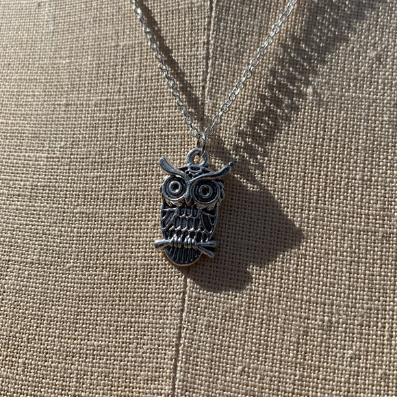NWT Sterling Silver Plated Chain & Owl Alloy Metal Charm Necklace - Picture 7 of 9